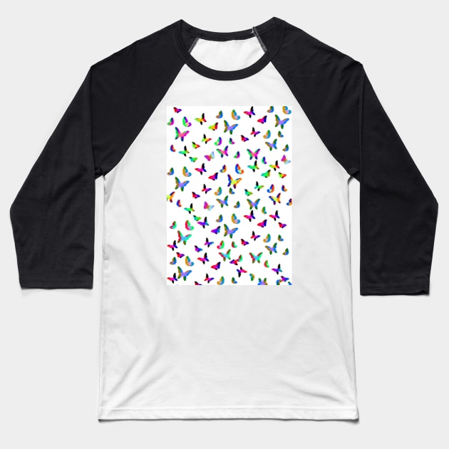 Rainbow Butterflies Baseball T-Shirt by RainbowStudios